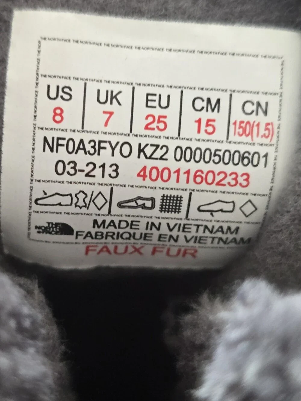 The North Face Toddler Gray Alpenglow II Insulated Winter Boots Size 8
